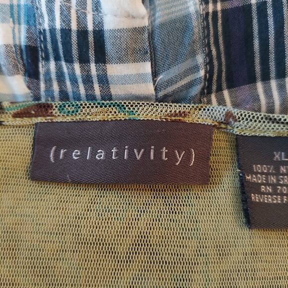 Relativity XL Long Sleeve Paisley Mesh Top Sheer Sleeves 90s Y2K Fairy - Picture 8 of 10